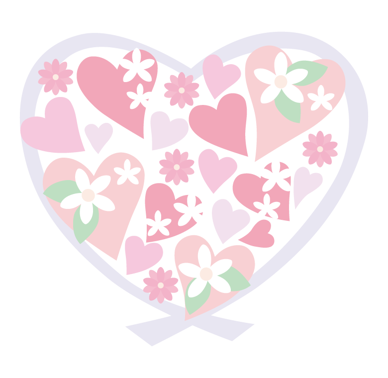 ラブリーなハートの模様のイラスト