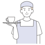 シンプルタッチの男性のカフェ店員のイラスト