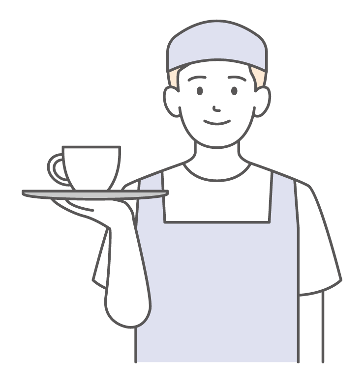 シンプルタッチの男性のカフェ店員のイラスト
