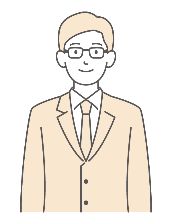 メガネをかけた笑顔の会社員のイラスト