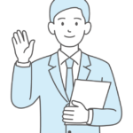 挨拶をするシンプルな色の会社員のイラスト