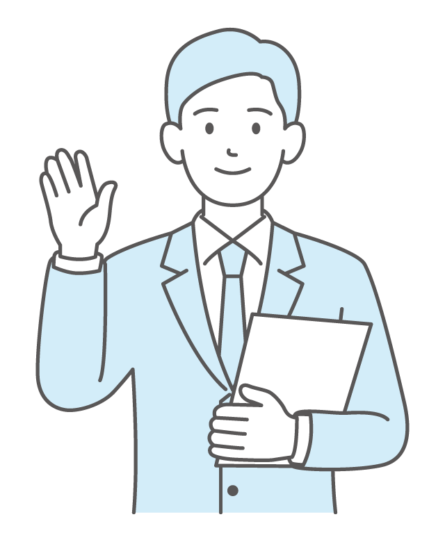 挨拶をするシンプルな色の会社員のイラスト