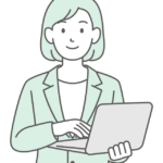 ノートPCと女性会社員のイラスト