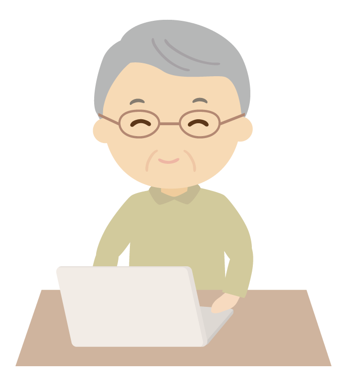 パソコンをする年配者のイラスト