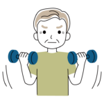 ダンベルトレーニングをする年配者のイラスト