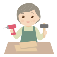 DIYをする年配女性のイラスト