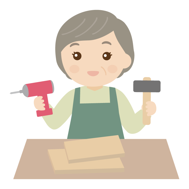 DIYをする年配女性のイラスト
