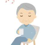 音楽鑑賞を楽しむ年配者のイラスト