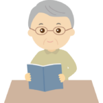 読書をする年配者のイラスト