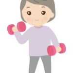 トレーニングをする年配女性のイラスト