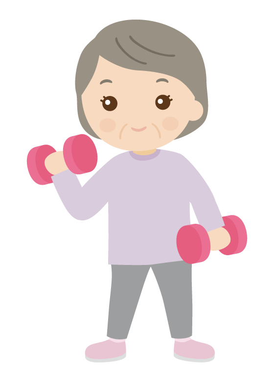 トレーニングをする年配女性のイラスト