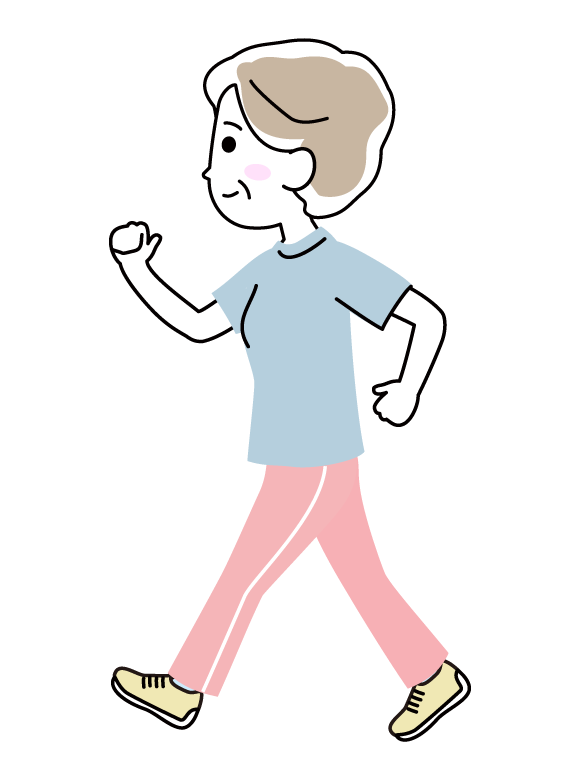 ウォーキングをする年配女性のイラスト