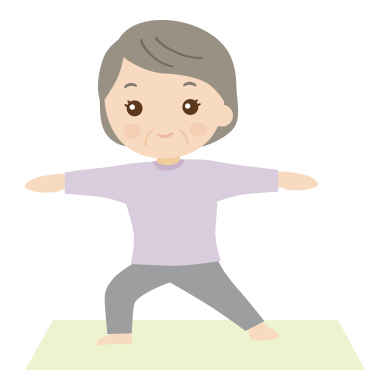 ヨガを楽しむ年配者のイラスト