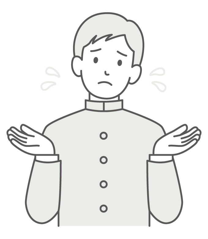 お手上げ状態の学生のイラスト
