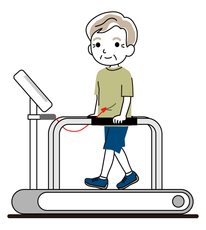 ランニングマシンと年配者のイラスト