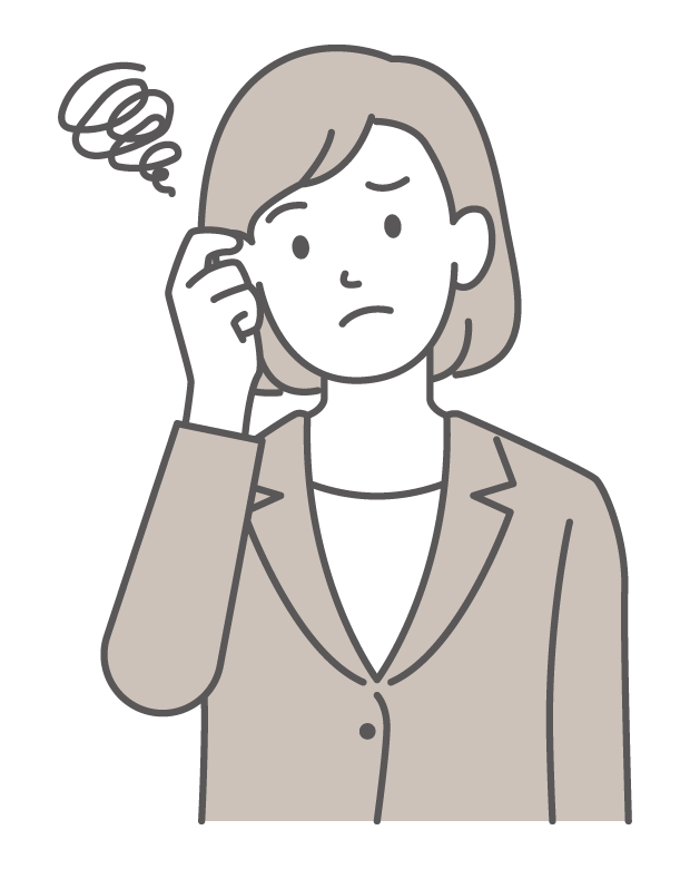 悩んだり困っている女性会社員のイラスト