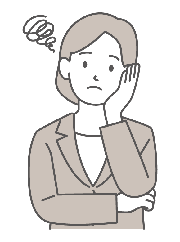 困ったりモヤモヤしている女性会社員のイラスト