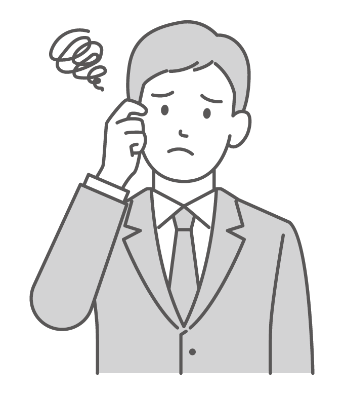 悩んだり困っている会社員のイラスト