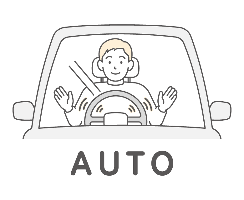 自動運転で車に乗っているイラスト