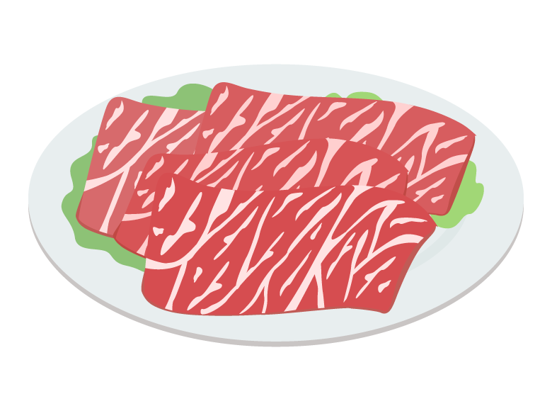 すき焼き用のお肉のイラスト