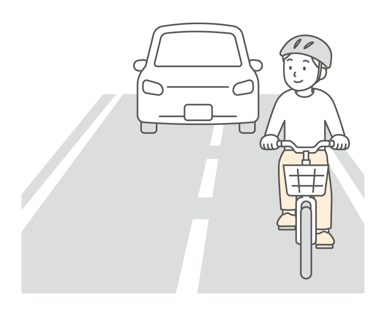車道を走る自転車のイラスト