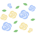 かわいい青と黄色のバラの花のイラスト