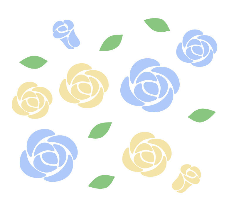 かわいい青と黄色のバラの花のイラスト