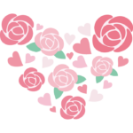 ハート型のバラのイラスト