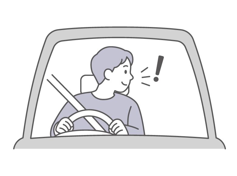 わき見運転のイラスト
