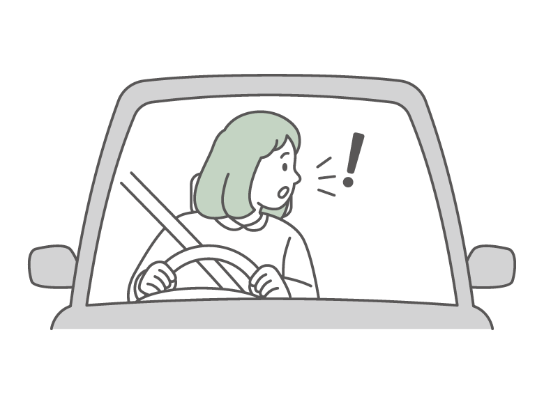 わき見運転（女性）のイラスト