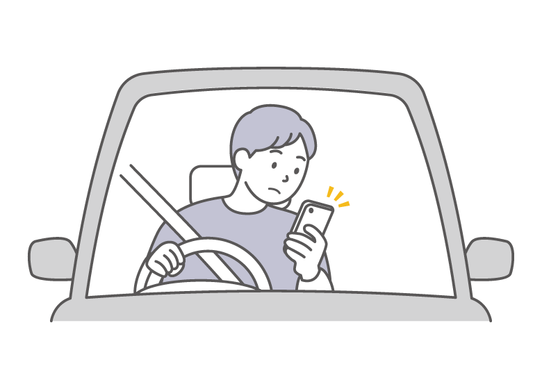 ながら運転のイラスト