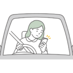 ながら運転（女性）のイラスト