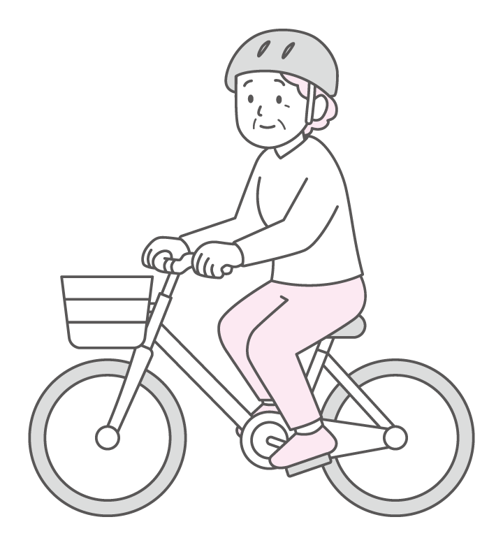 自転車に乗る年配女性のイラスト