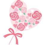 ハートと薔薇の花束風のイラスト