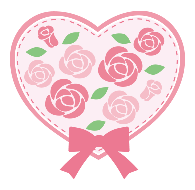 ラブリーなハートと薔薇のイラスト