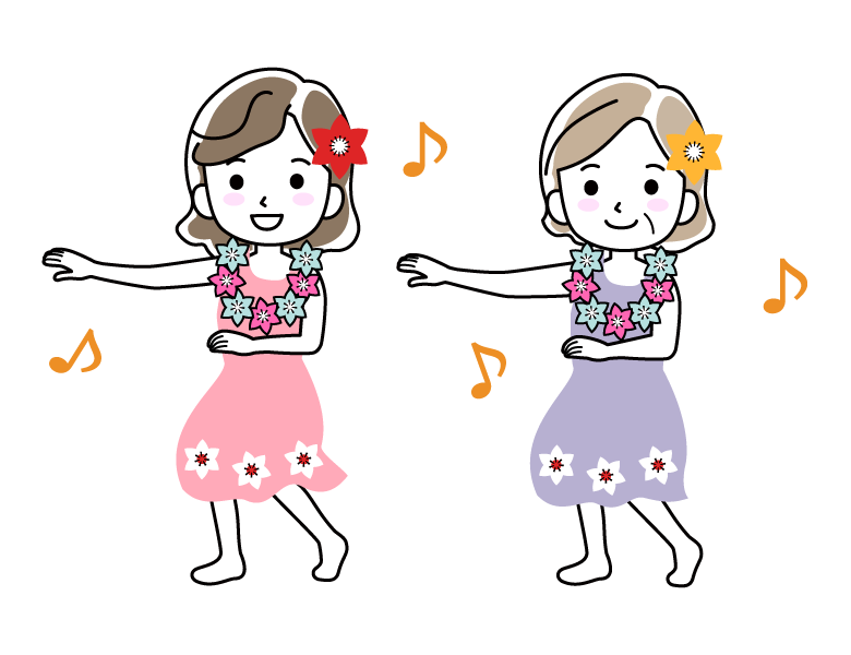 フラダンスをする女性たちのイラスト