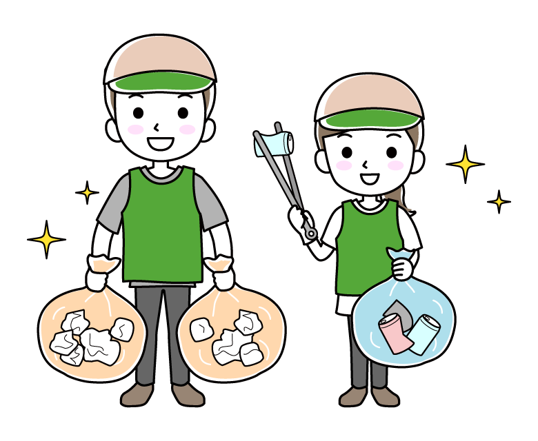 ゴミ拾いボランティアさんのイラスト