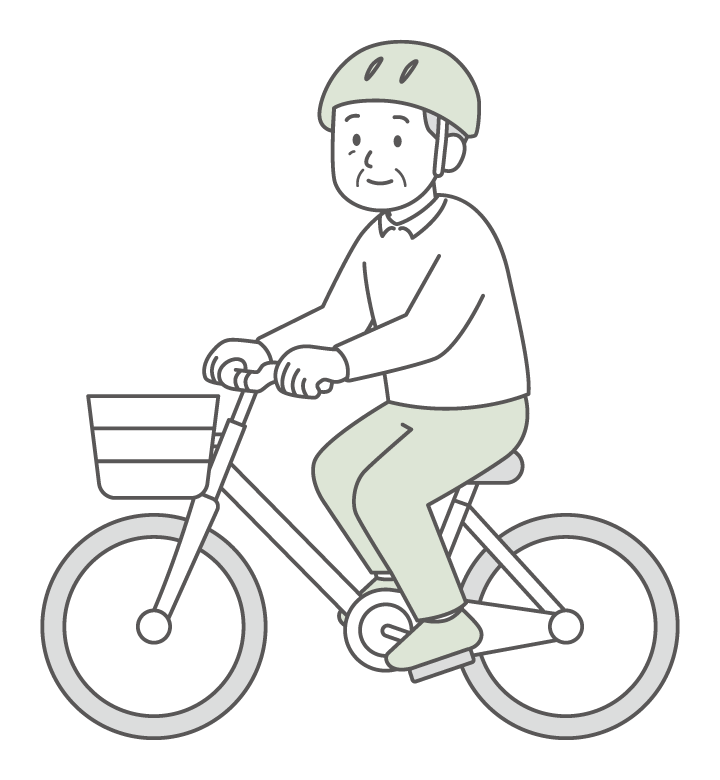 自転車に乗る年配男性のイラスト