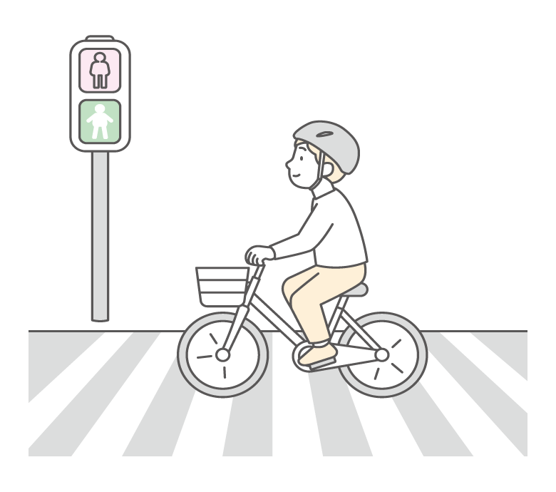 横断歩道を自転車で走るイラスト