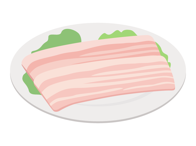 スライスした豚バラのイラスト