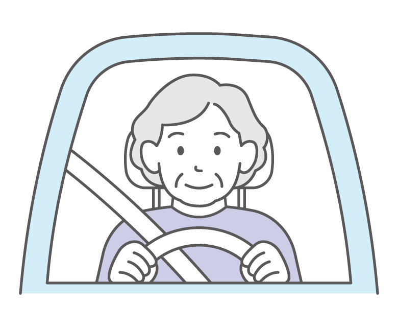 車を運転する年配女性のイラスト