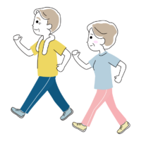 ウォーキングをするシニア夫婦のイラスト