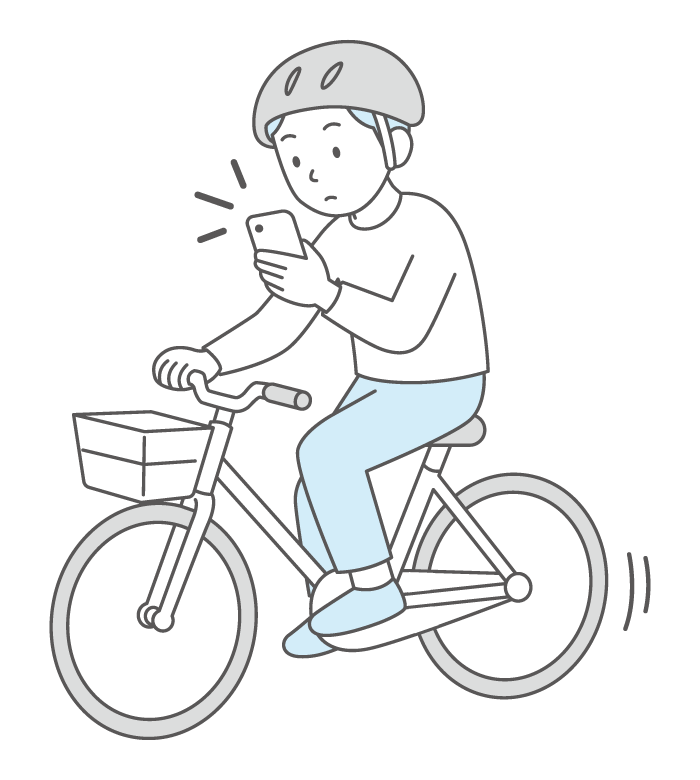自転車のながらスマホのイラスト