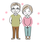 にっこり笑顔のシニア夫婦のイラスト
