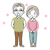 にっこり笑顔のシニア夫婦のイラスト