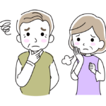 困った表情のシニア夫婦のイラスト