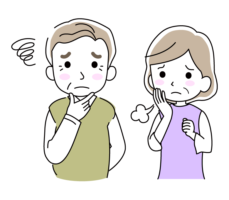 困った表情のシニア夫婦のイラスト