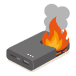 発火するモバイルバッテリーのイラスト