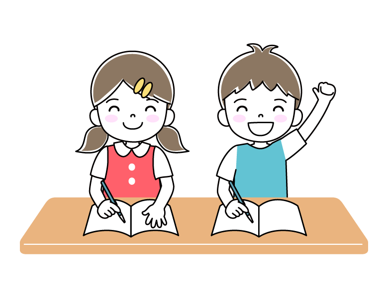 勉強する子どもたちのイラスト