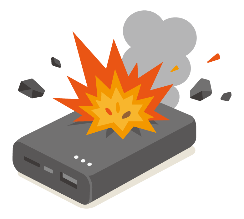 モバイルバッテリーの爆発のイラスト
